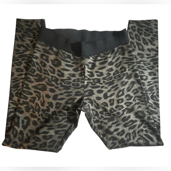 HUE Animal Print Ponte Knit black gold Legging LEOPARD SIZE Medium - Picture 2 of 9